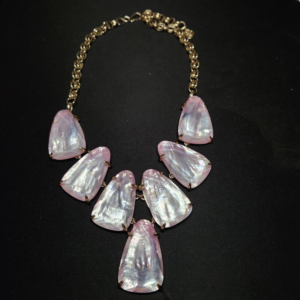 Kendra Scott Harlow Lilac Mother of Pearl Rose Gold Plated Statement Necklace